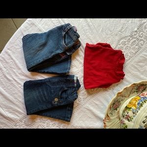 Girls Lot 18-24 month onesie & 2 pair of 2T jeans